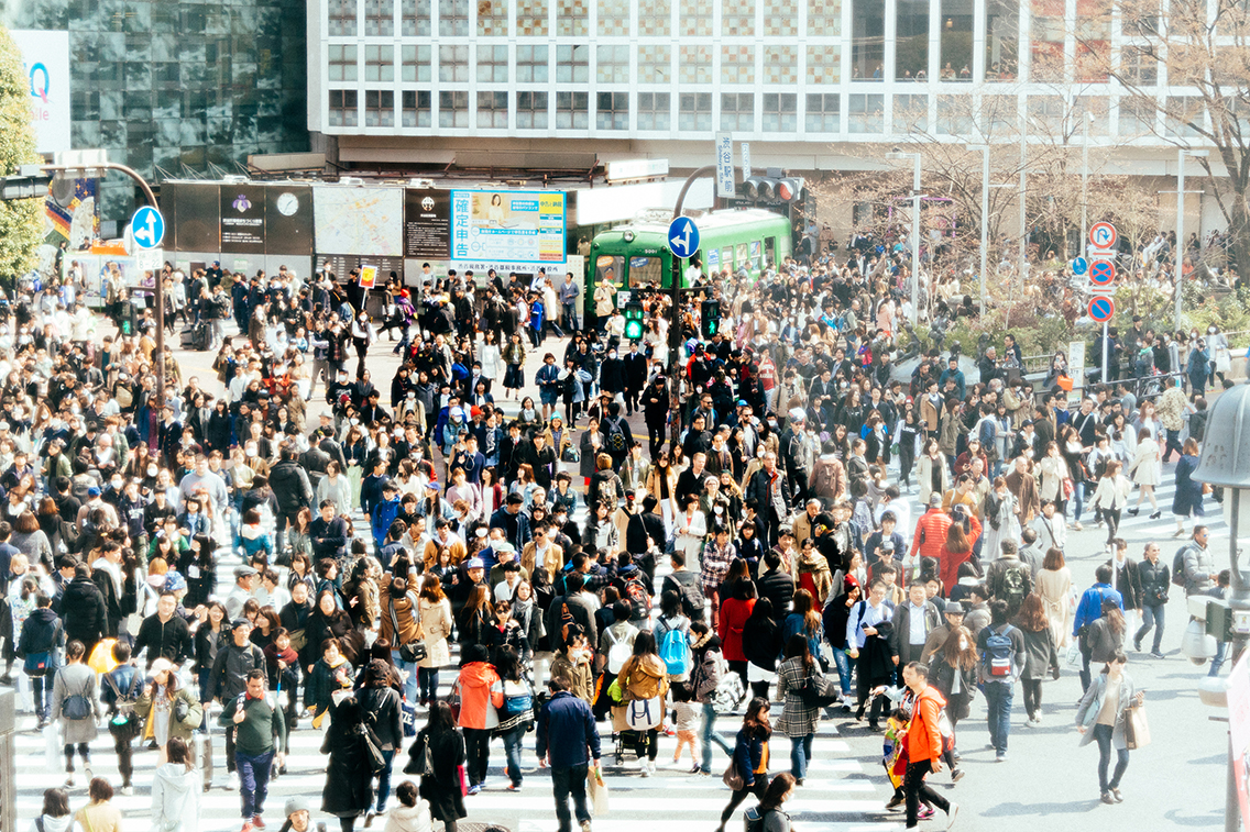 Photo from the second floor of Starbucks at the Shibuya Scramble